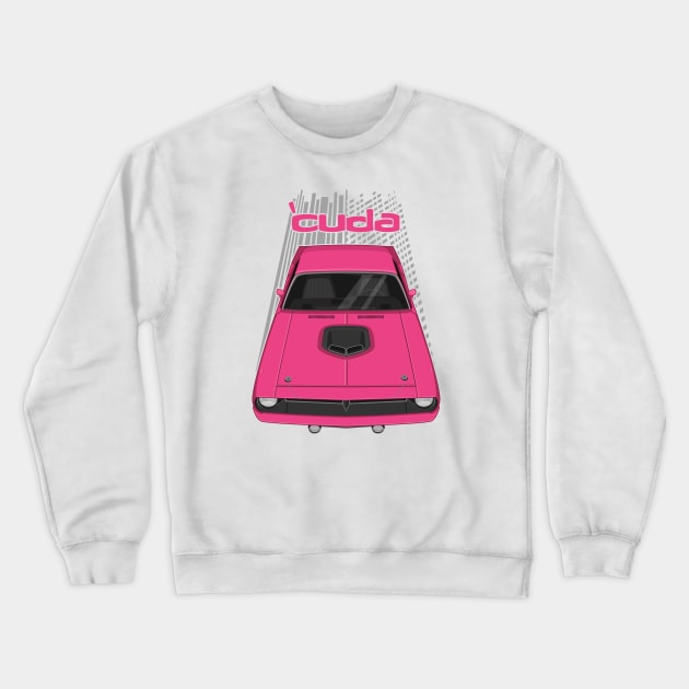 Plymouth Barracuda - Hemi Cuda - 1970 - Moulin Rouge Pink Crewneck Sweatshirt by V8social